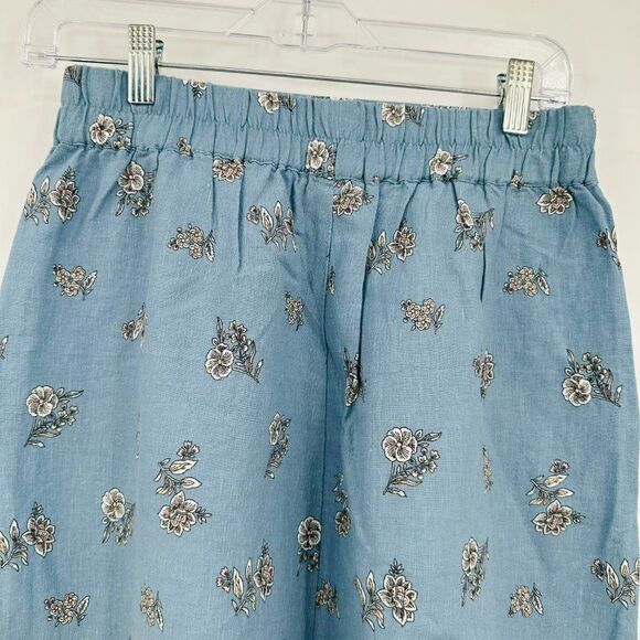 LOFT Size XSP Dusty Blue Floral Print Boho Linen Mini Skirt w/ Pockets - Picture 8 of 9